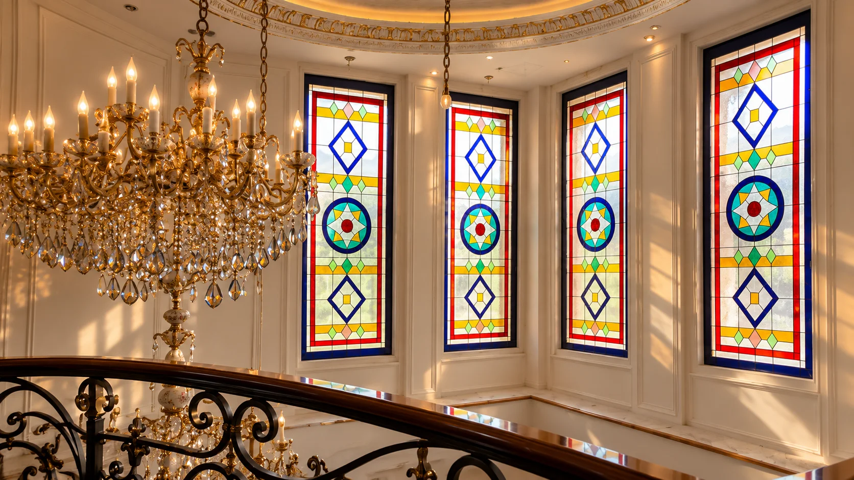 Stained glass windows at Damavand Villa by Zahra Tootzari